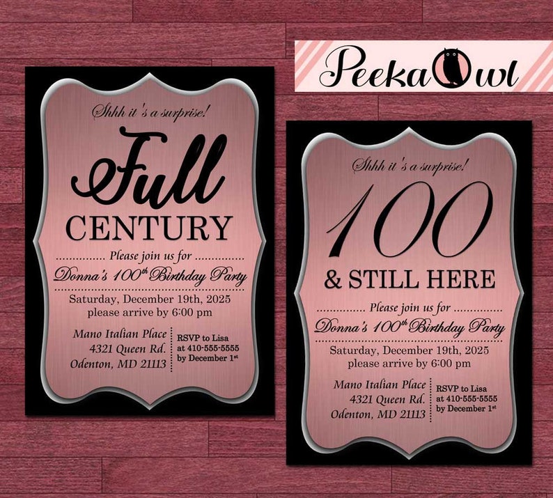 Printable 100th Birthday Invitation Full Century 100 &amp; - Etsy