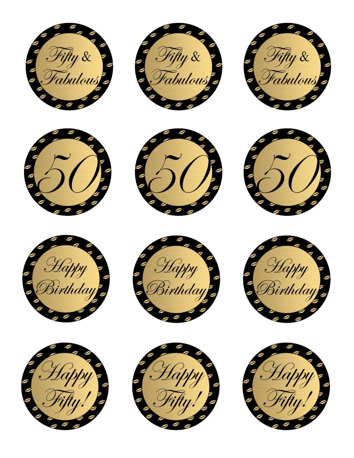 Instant Download 50th Birthday Cupcake Toppers 50th and - Etsy