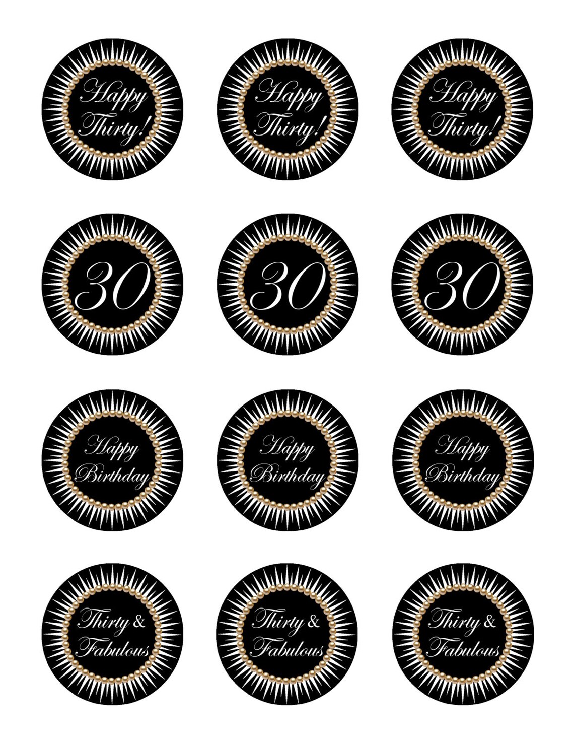 Instant Download 30th Birthday Cupcake Toppers 30th and - Etsy