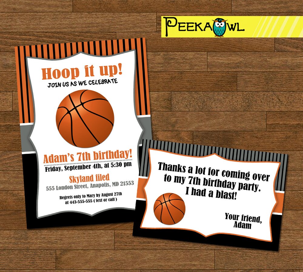 Invitations De Basket Ball Invitations Invitation Etsy