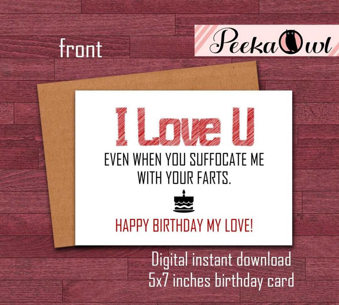Instant Download Funny Birthday Card Boyfriend Husband Birthday Funny ...