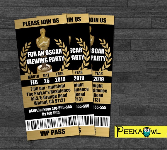 Oscar Party Einladung Oscars Einladung Ticket Academy Awards Etsy
