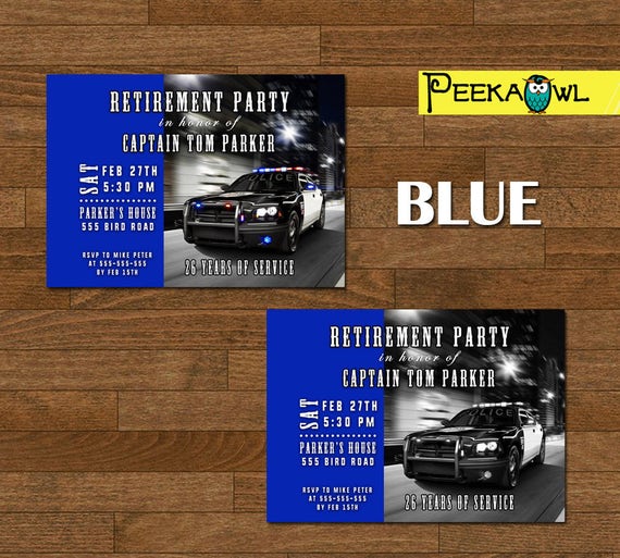 Police Retirement Invitations Police Retirement Party Etsy