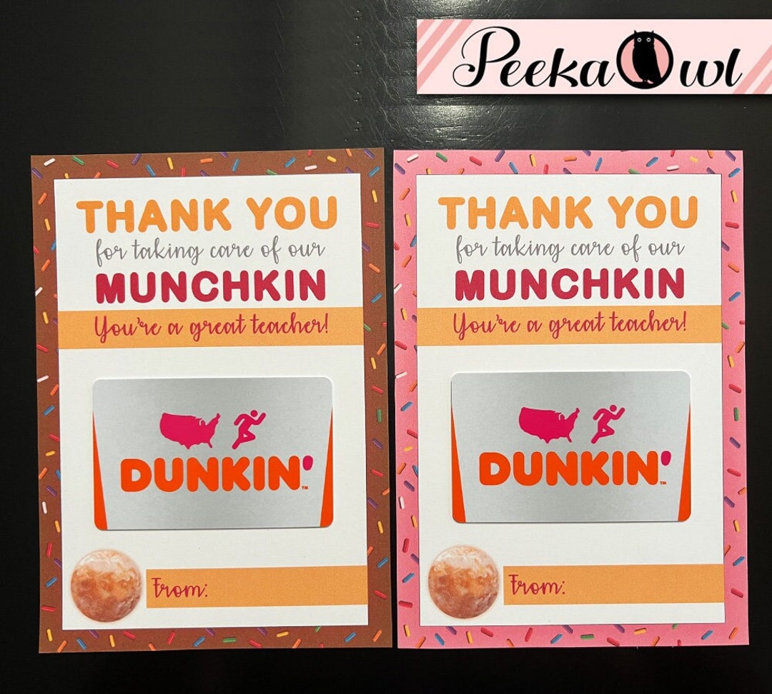 Digital Instant Download Dunkin Donuts Gift Card Holder for Teacher