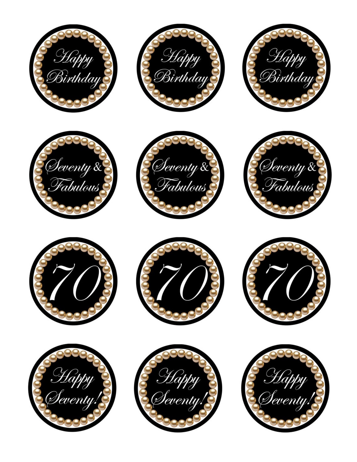 Instant Download 70th Birthday Cupcake Toppers 70th and Etsy