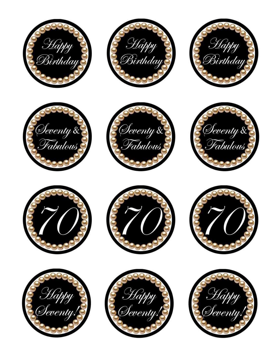 Instant Download 70th Birthday Cupcake Toppers 70th And Etsy