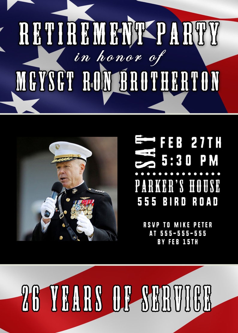 Printable Military Retirement Party Invitation card Military Etsy