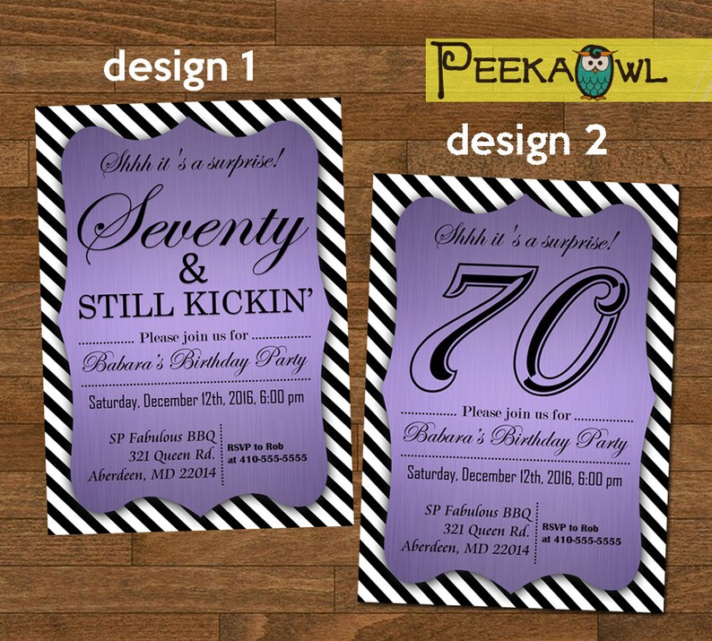 Printable 70th Birthday Invitation Card Seventy Still Etsy