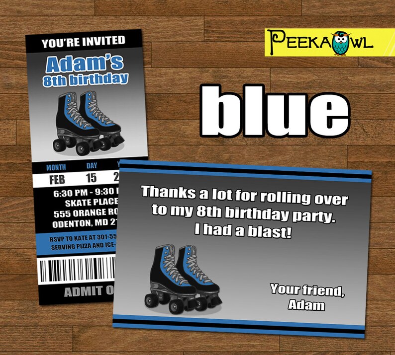 Personalized Roller Skating Invitation Ticket Boys Roller Etsy