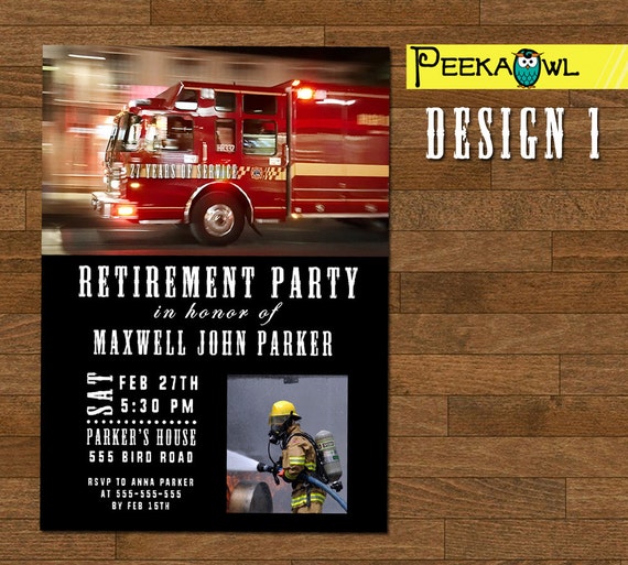 Invitations Paper Printable Fireman Retirement Party Invitation card ...