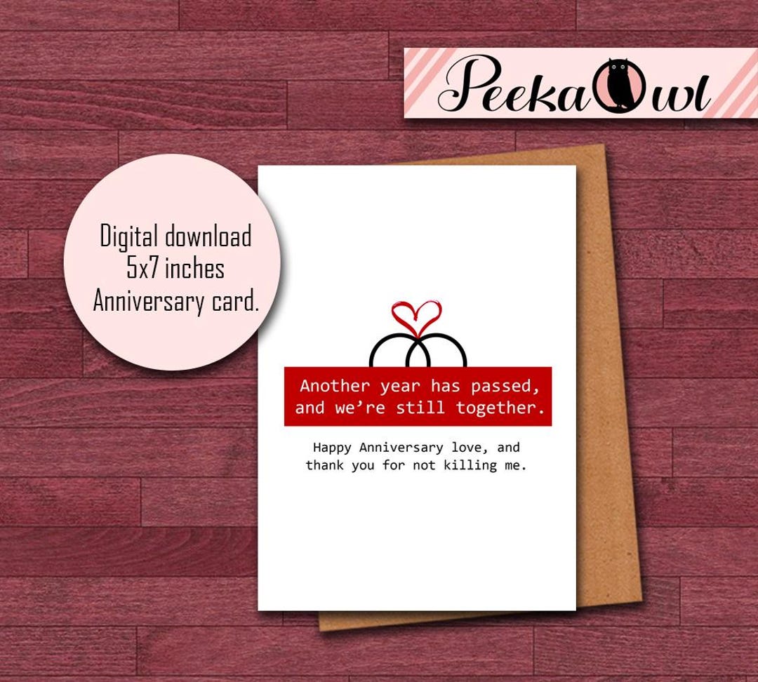 Anniversary Card Printable Funny Anniversary Card for Husband, Wife ...