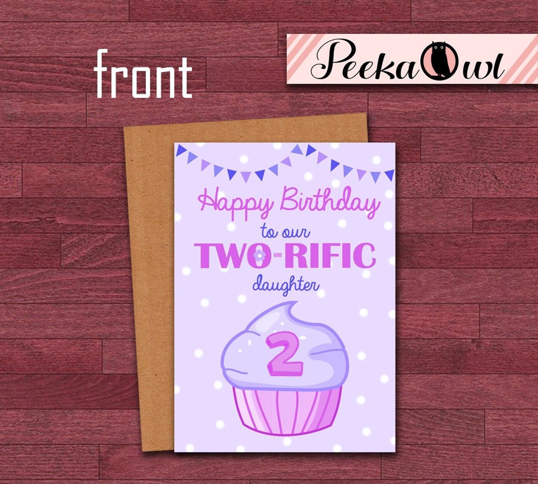 Instant Digital Download 2nd Birthday Cards for Daughter Etsy