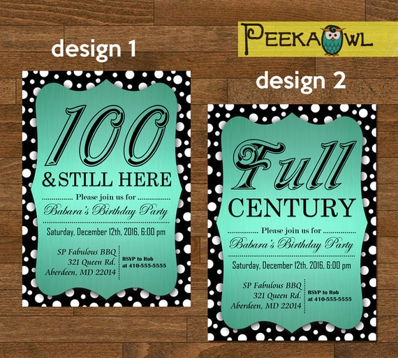 Items Similar To Printable DIY Dots 100th Birthday Invitation Card 