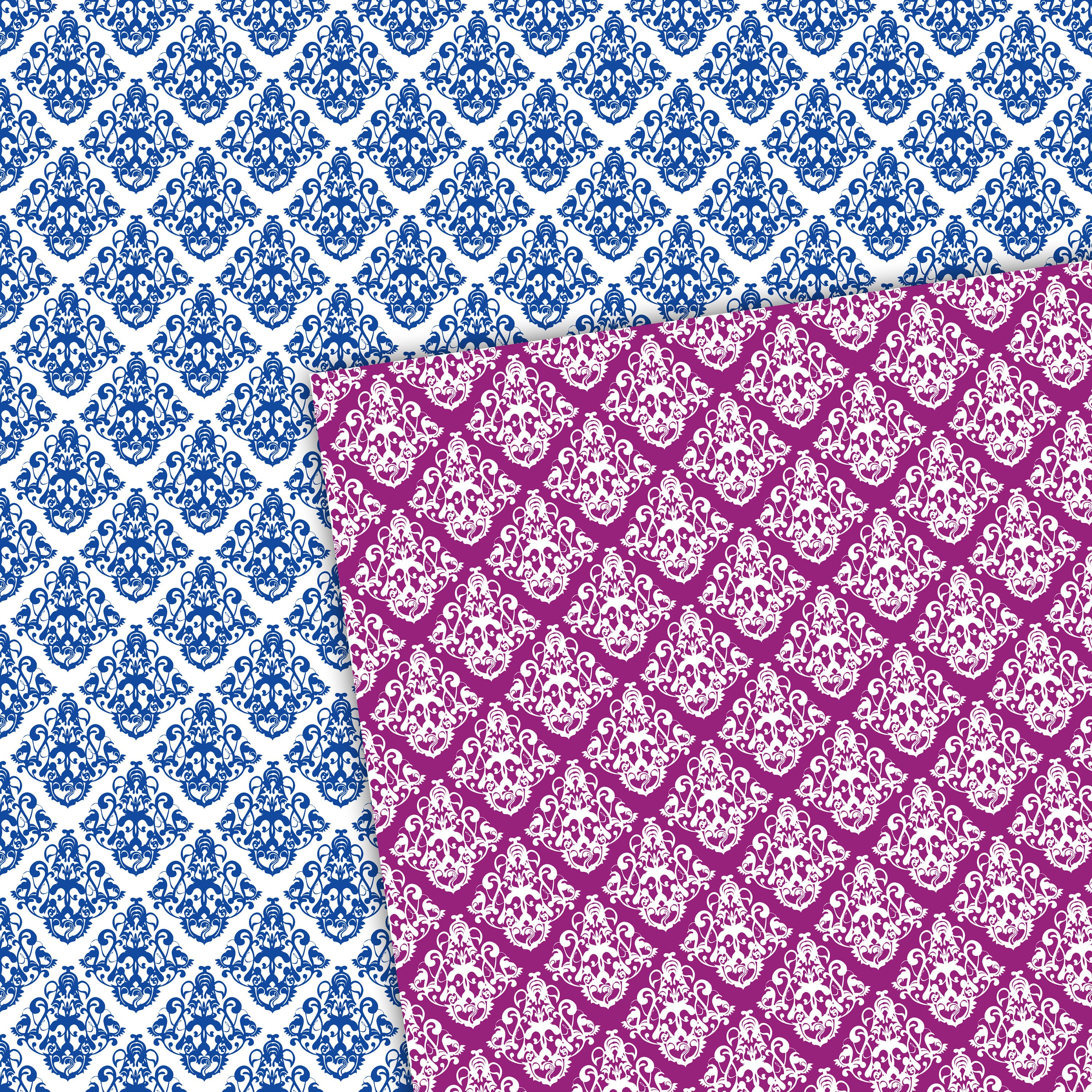 Damask Digital Paper, Scrapbook Papers, Primary Colors, Damask Patterns ...