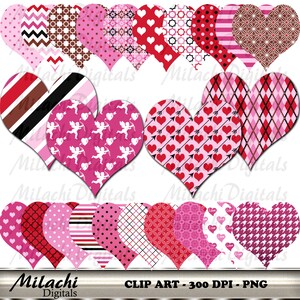 Valentine&#39;s Day Hearts Clip Art Digital Clipart Commercial Use - printable clipart - Instant Download - M231