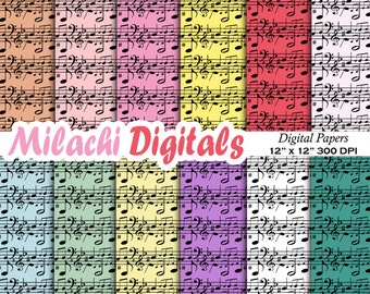 Music sheet digital paper, music paper, scrapbook paper, music notes, music background - M371