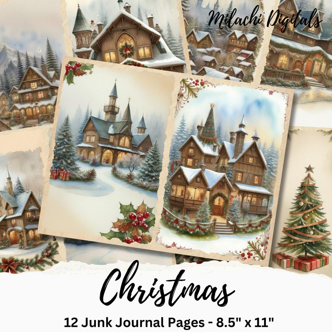 Christmas Junk Journal Paper Printable, Christmas Scrapbook Paper, Junk ...