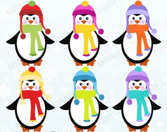 Penguin clipart, holiday clipart, winter penguins digital clip art, commercial use, instant download - M420