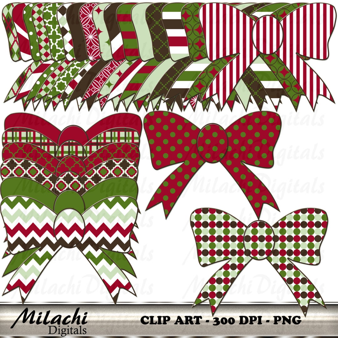 Christmas Bow Digital Clip Art - Commercial Use - Instant Download ...