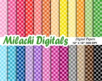 Rutiga digitala papper, scrapbookingpapper, tapeter, schackrutig bakgrund, kommersiellt bruk - M496