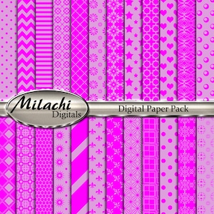 Magenta and Plum Digital Paper Pack, Scrapbook Papers 12&quot; x 12&quot; - Commercial Use - Instant Download - M236