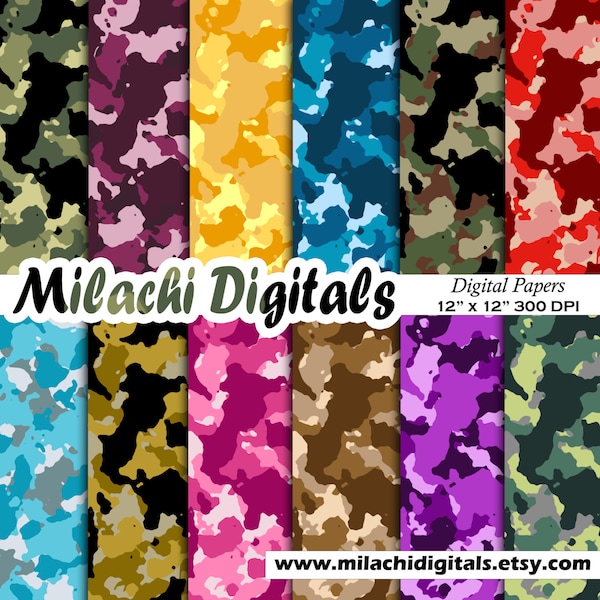 Camouflage digital paper, military scrapbook paper, army wallpaper, background, instant download - M373