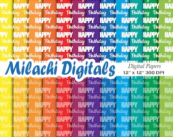 Happy Birthday digital paper birthday scrapbook paper background birthday party papers invitation printable commercial use  M858