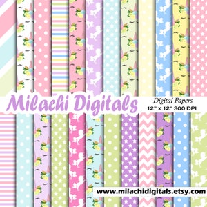 Unicorn face digital paper, scrapbook papers, background, unicorn wallpaper, patterns, polka dots, stars, commercial use - M624