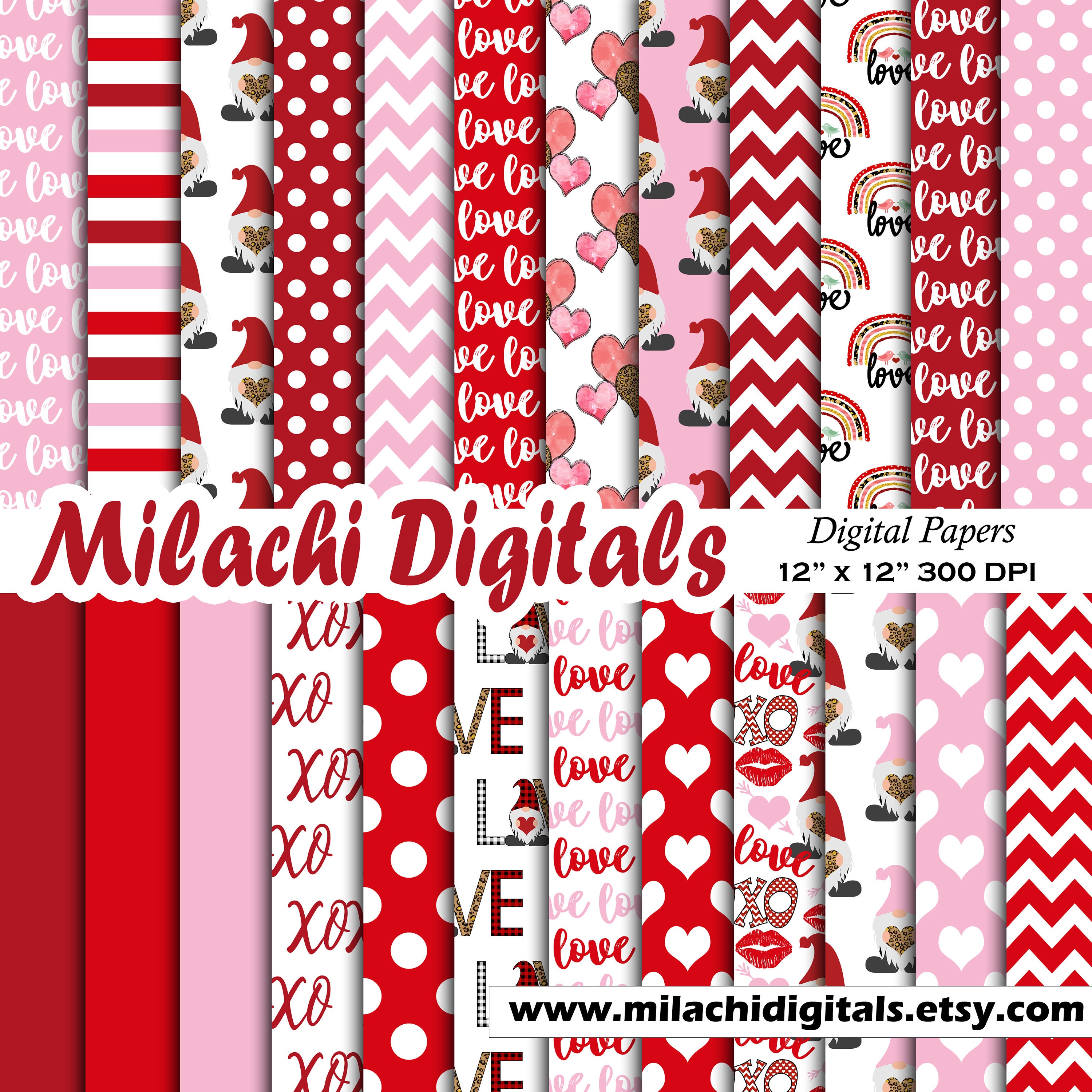 Valentine Digital Paper Valentine S Day Scrapbook Papers Etsy Israel