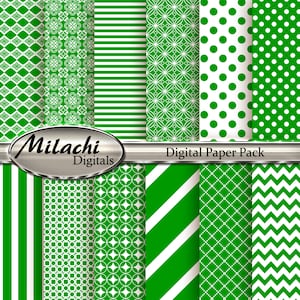Islamic Green Digital Paper Pack - Commercial Use - Instant Download - M36