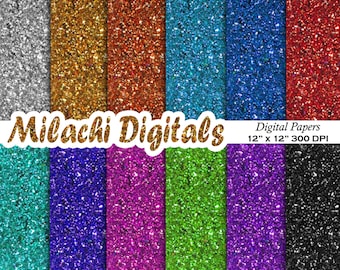 Glitter digital paper pack, commercial use, holiday, birthday, printable - Instant Download - M299