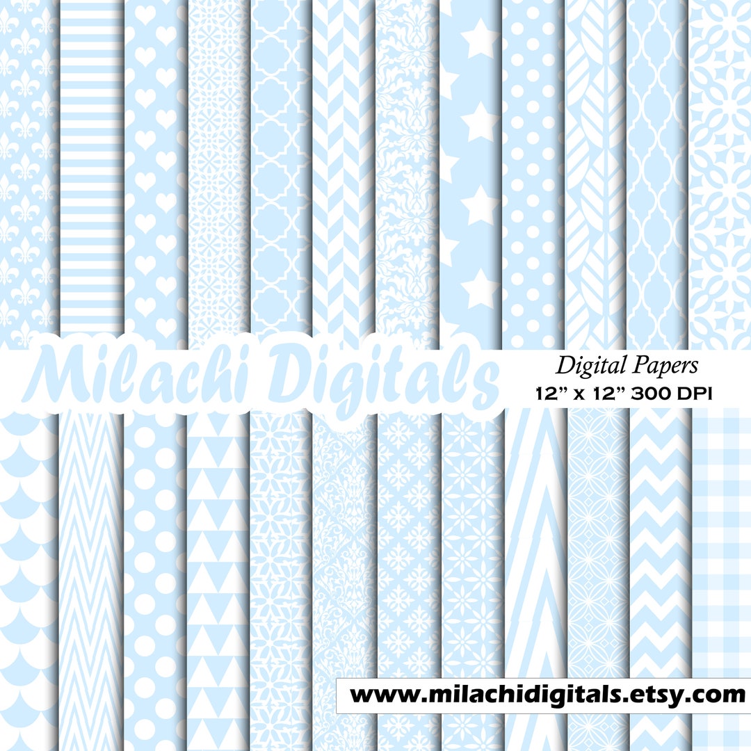 Baby Blue Digital Paper Seamless Backgrounds First Birthday - Etsy