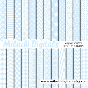 Papel Digital azul bebé, fondos transparentes, papeles de Scrapbook de primer cumpleaños, papeles de Scrapbook imprimibles, fondo de pantalla de Chevron, Damasco - M962