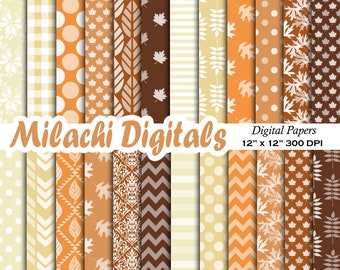 Fall Digital Paper Seamless Patterns Thanksgiving Scrapbook Papers Autumn Background Junk Journal Pages - M1051