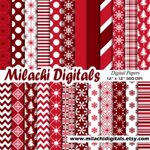 Christmas digital paper, holiday scrapbook papers, snowflake wallpaper,  polka dot background - M597