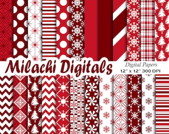 Christmas digital paper, holiday scrapbook papers, snowflake wallpaper,  polka dot background - M597