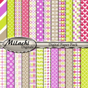 Orchid, Pear, Khaki, Cherry Digital Paper Pack, 12&quot; x 12&quot; Scrapbook Papers, Commercial Use - Instant Download - M243