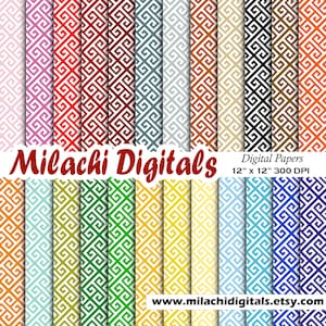 Fond d’écran fonds scrapbooking digital imprimable papier numérique clé grecque d’utilisation commerciale - M588