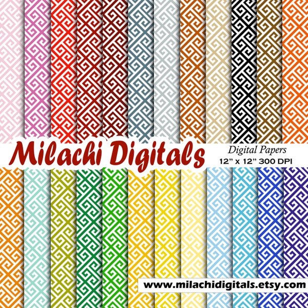 Greek key digital paper printable digital scrapbooking backgrounds wallpaper commercial use - M588