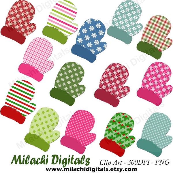 Winter gloves clipart mittens holiday clip art sticker journal clipart paper crafts card making clipart elements commercial use M809