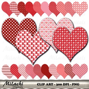 Valentine&#39;s Day Hearts Digital Clip Art - Commercial Use - Instant Download - M226