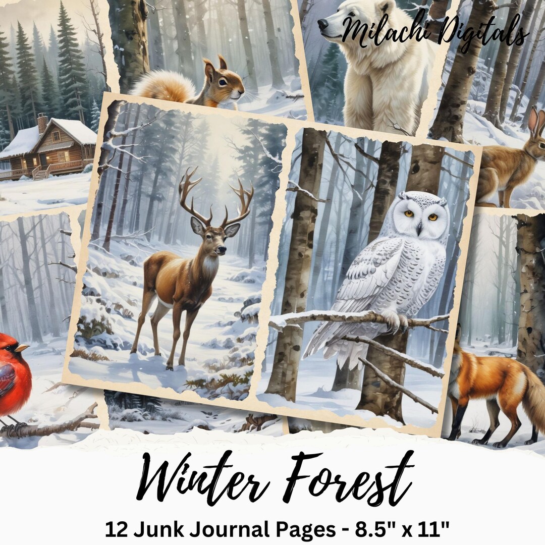 Winter Forest Junk Journal Printable Pages, Winter Scrapbook Paper ...