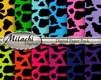Cow Print Digital Paper Pack  - Commercial Use - Instant Download - M49