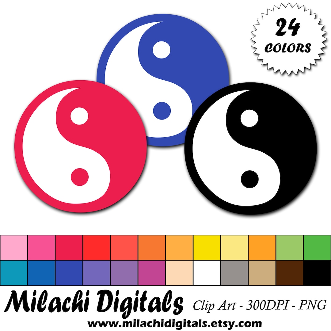 Yin Yang Clipart, Chinese Philosophy Clipart, Digital Scrapbooking ...