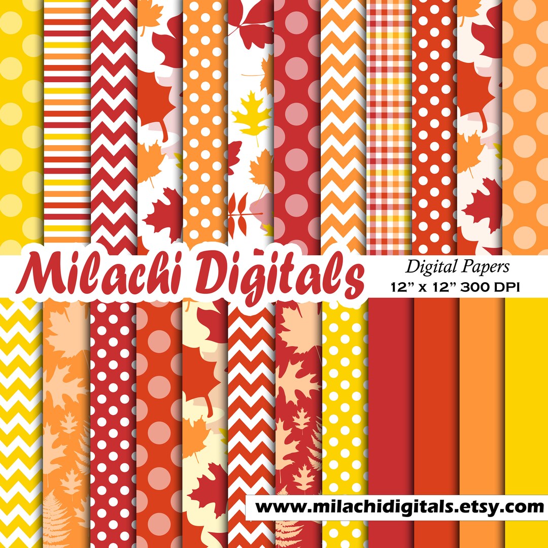 Fall Digital Paper, Thanksgiving Scrapbook Papers, Autumn Digital Paper ...