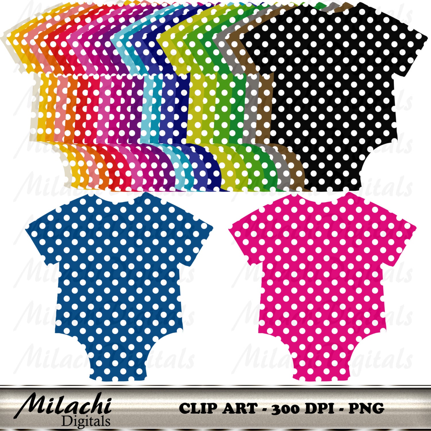 Polka Dot Onesie Digital Clip Art Commercial Use Instant