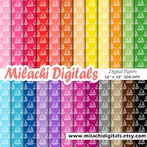 Boat digital paper, sailing scrapbook papers, nautical wallpaper, sail away background, birthday party - M513