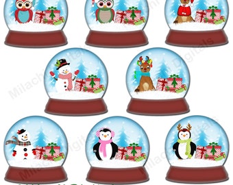 Christmas snow globe clipart, holiday clipart, vector graphics, christmas clipart, digital clip art, commercial use - M441