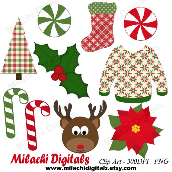 Digital Christmas Clipart Holiday Planner Stickers Holiday Clipart