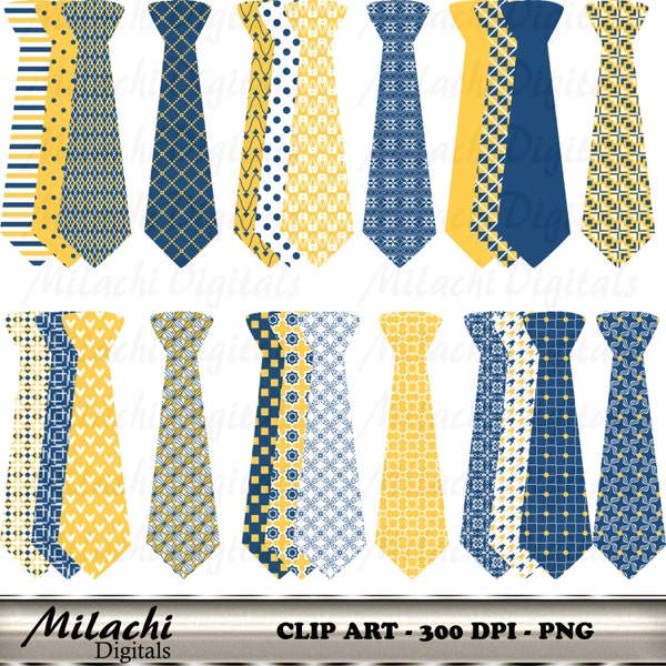 Midnight Blue and Sunglow Neck Tie clipart, digital clip art, printable, commercial use - Instant Download - M265